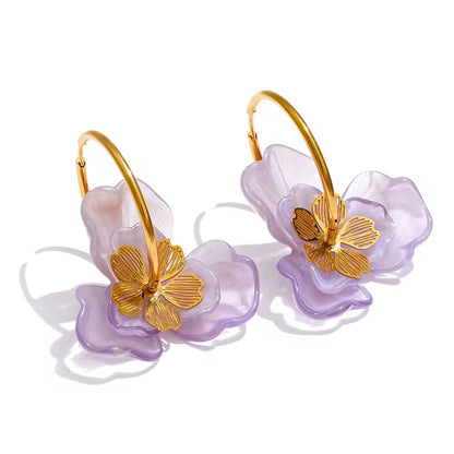 Colorful Resin Flower Statement Earrings