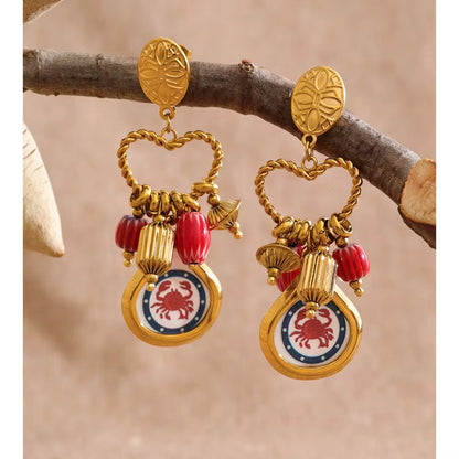 Ocean Crab Charm Statement Earrings