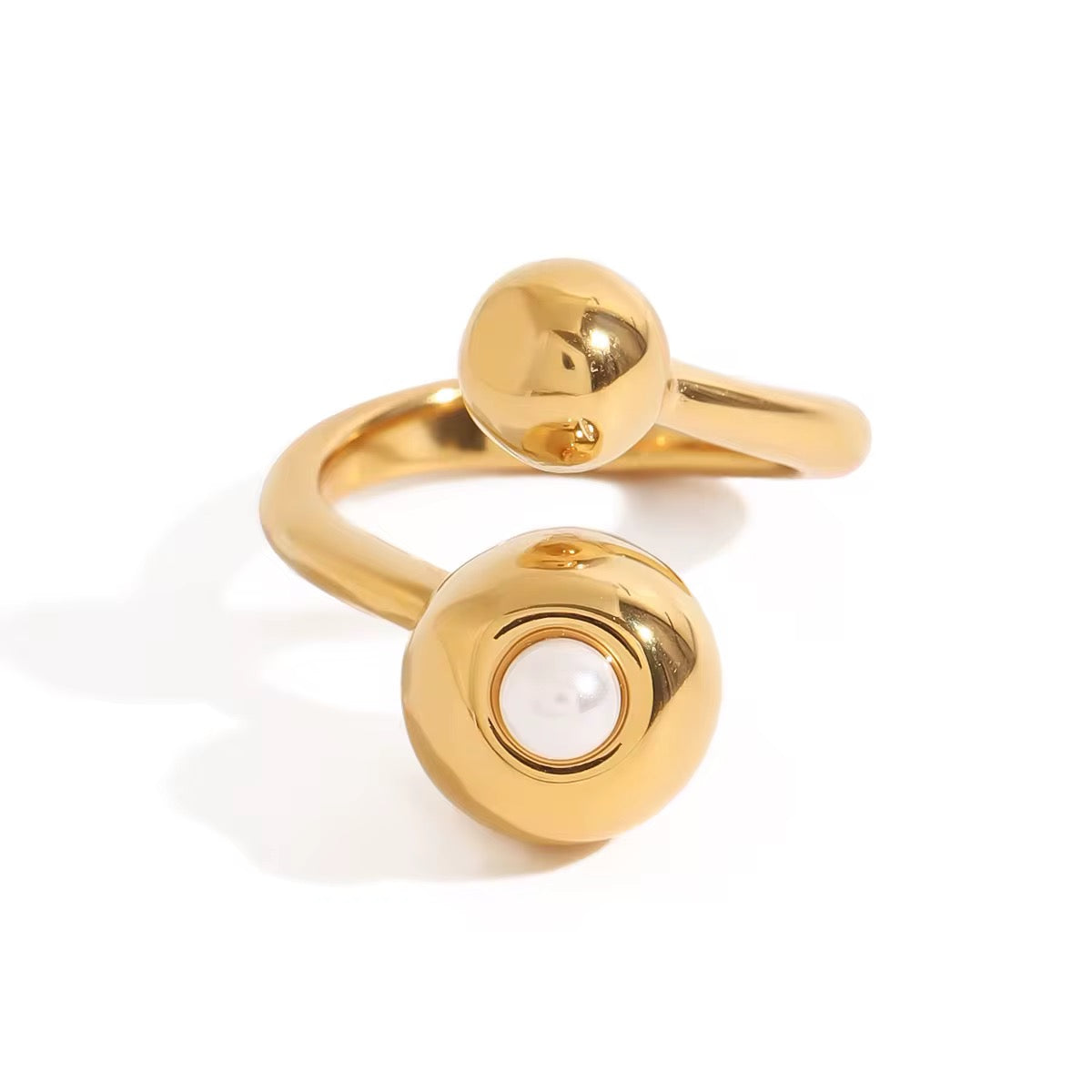 Dual Sphere Pearl Ring