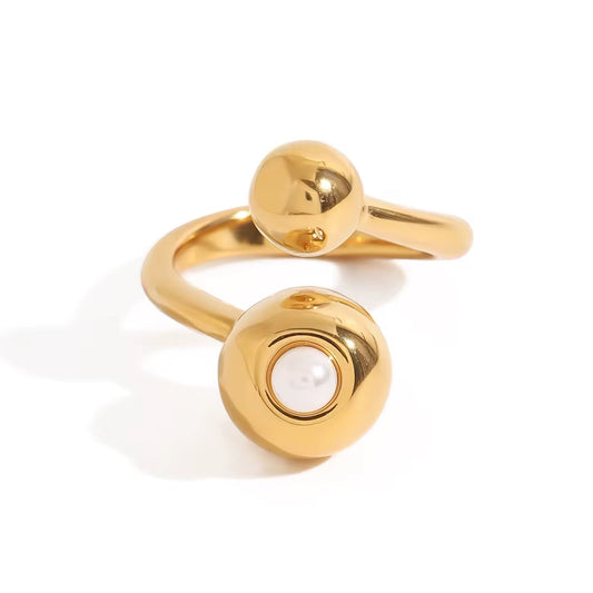 Dual Sphere Pearl Ring