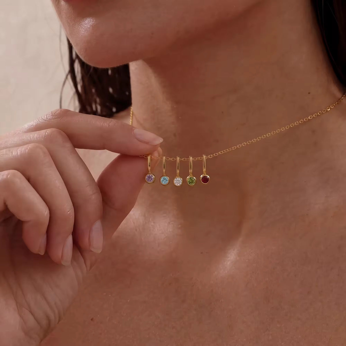 Rainbow Zirconia Drop Necklace