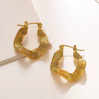 Gold Textured Chunky Hoop Earrings