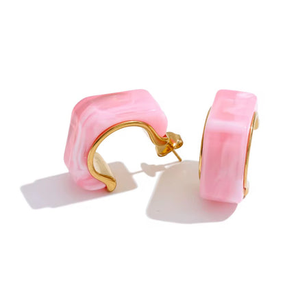 Chunky Enamel Gold Hoop Earrings