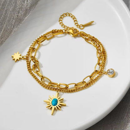 Sun Charm Layered Bracelet
