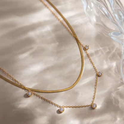Layered Crystal Snake Chain Necklace