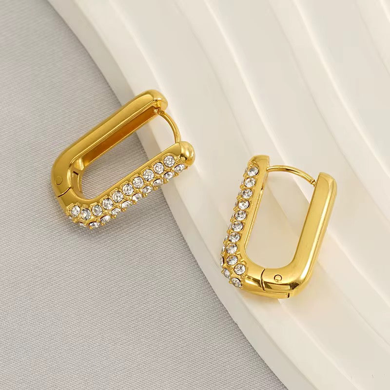 Pave Bar Huggie Earrings