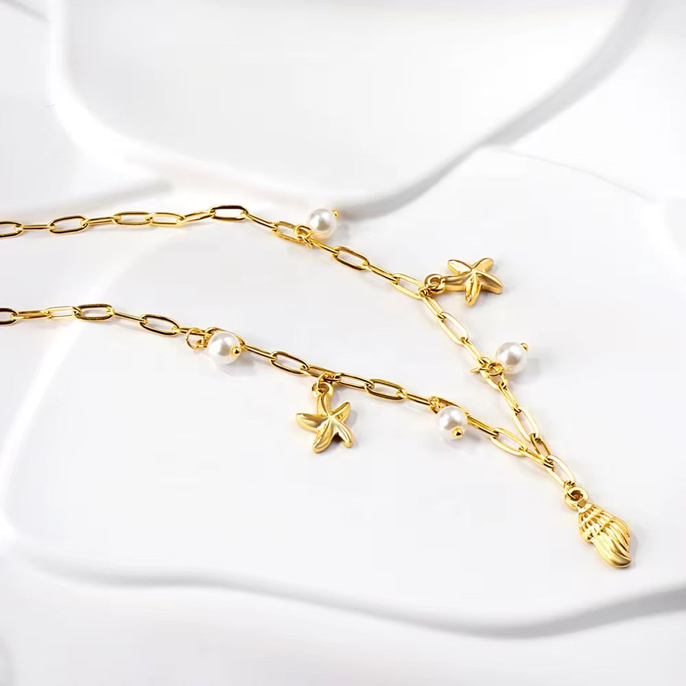 Starfish Shell Pearl Necklace