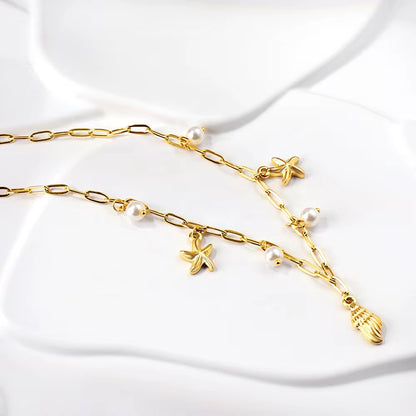 Starfish Shell Pearl Necklace