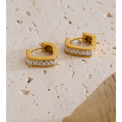 Luxe Edge Crystal Huggie Earrings