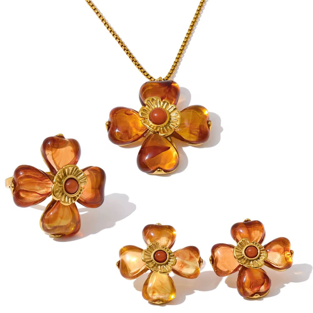 Colourful Resin Flower Necklace Sets