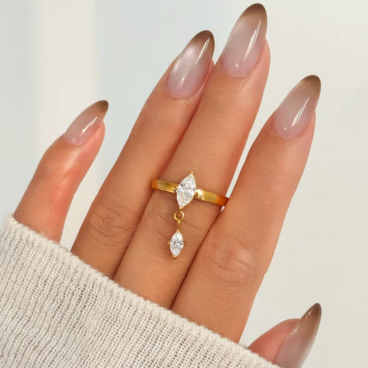 Dainty Drop Crystal Ring