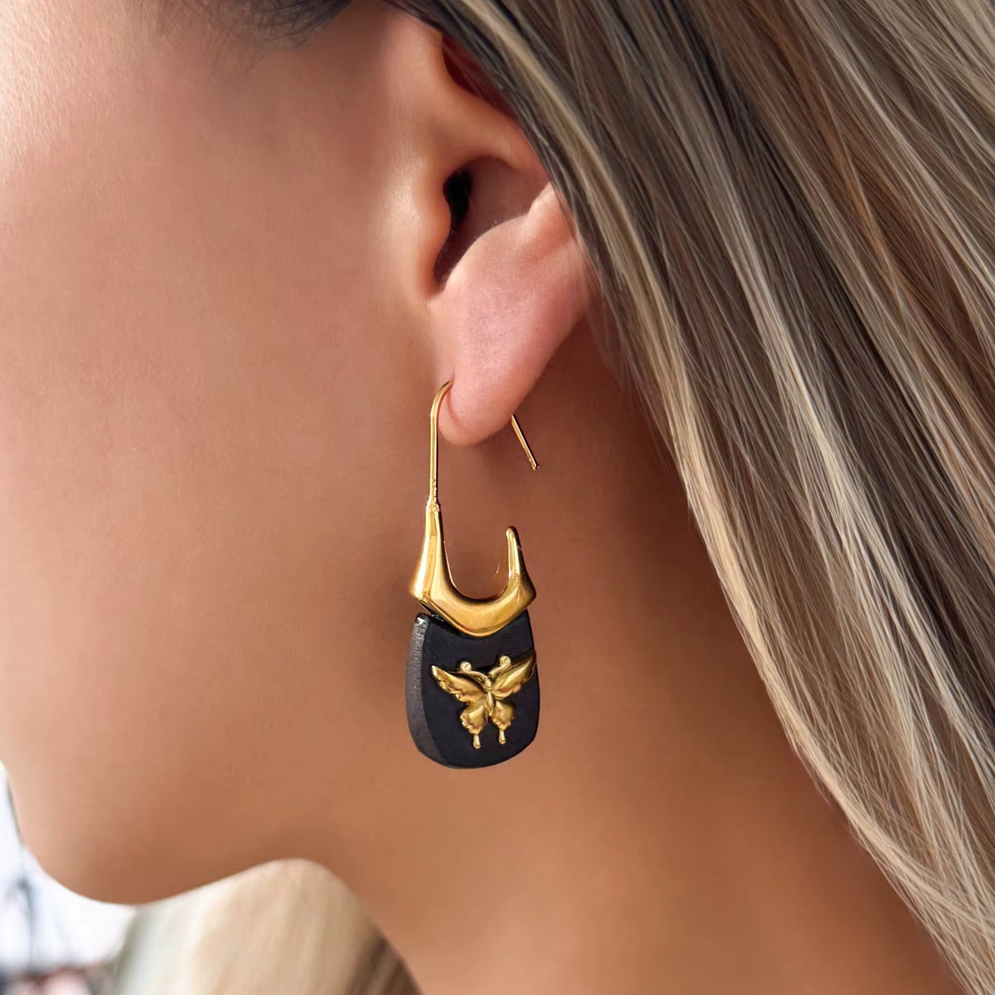 Midnight Butterfly Drop Earrings