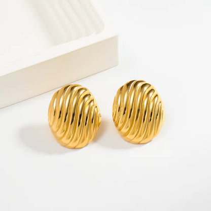 Gold Textured Dome Earrings