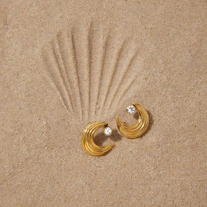 Celestial Crescent Crystal Earrings