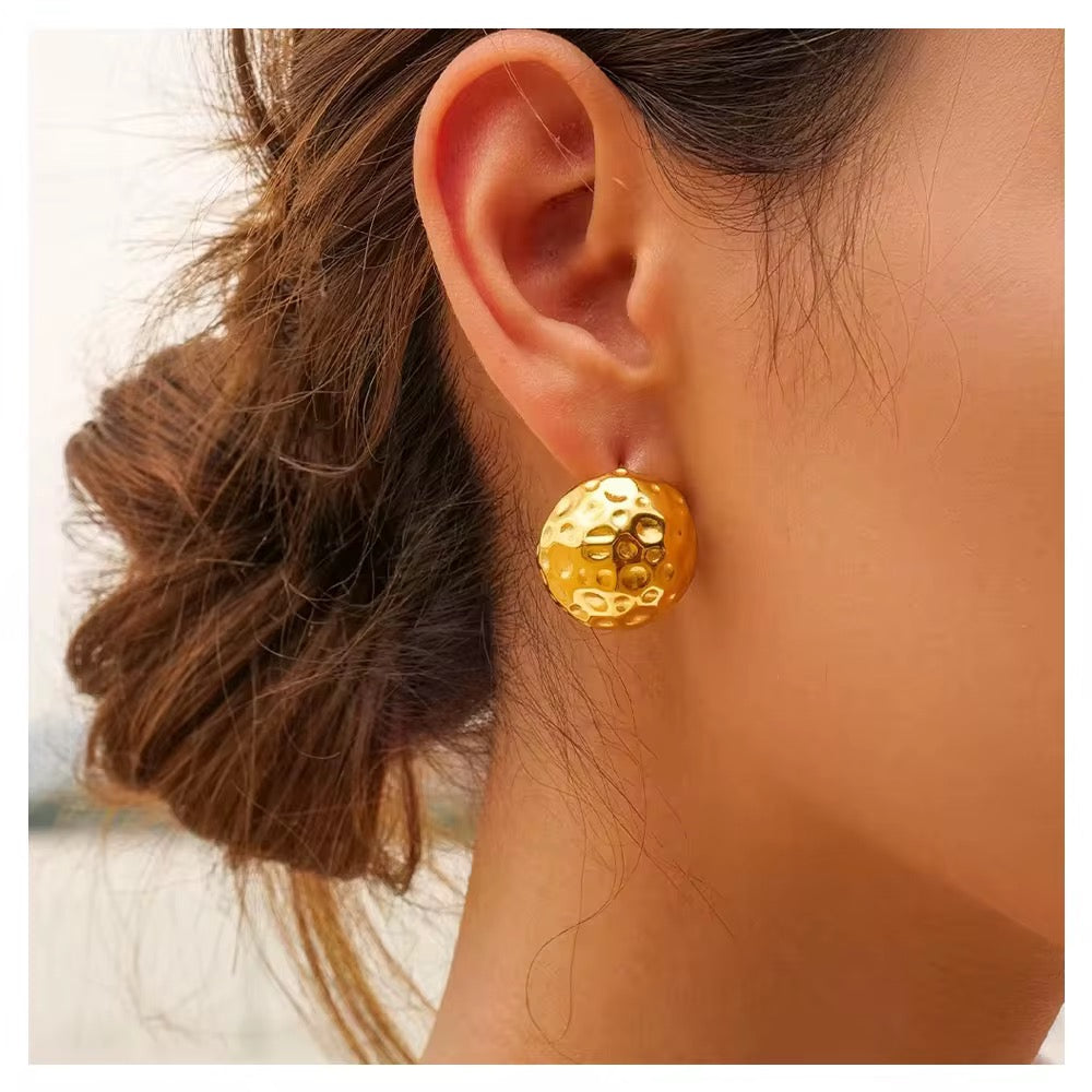 Hammered Gold Statement Earrings