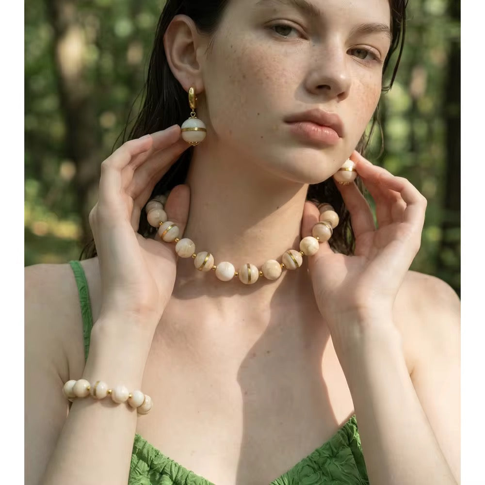 Ivory Bloom Beaded Jewelry Set