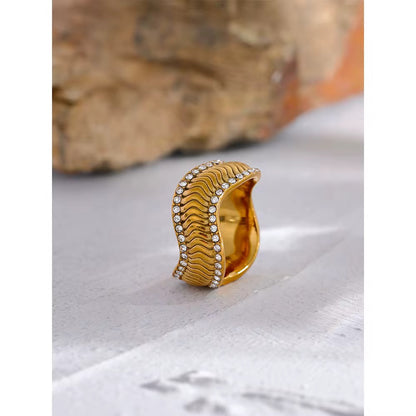 Textured Crystal Band Ring