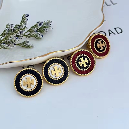 Vintage Cross Medallion Stud Earrings