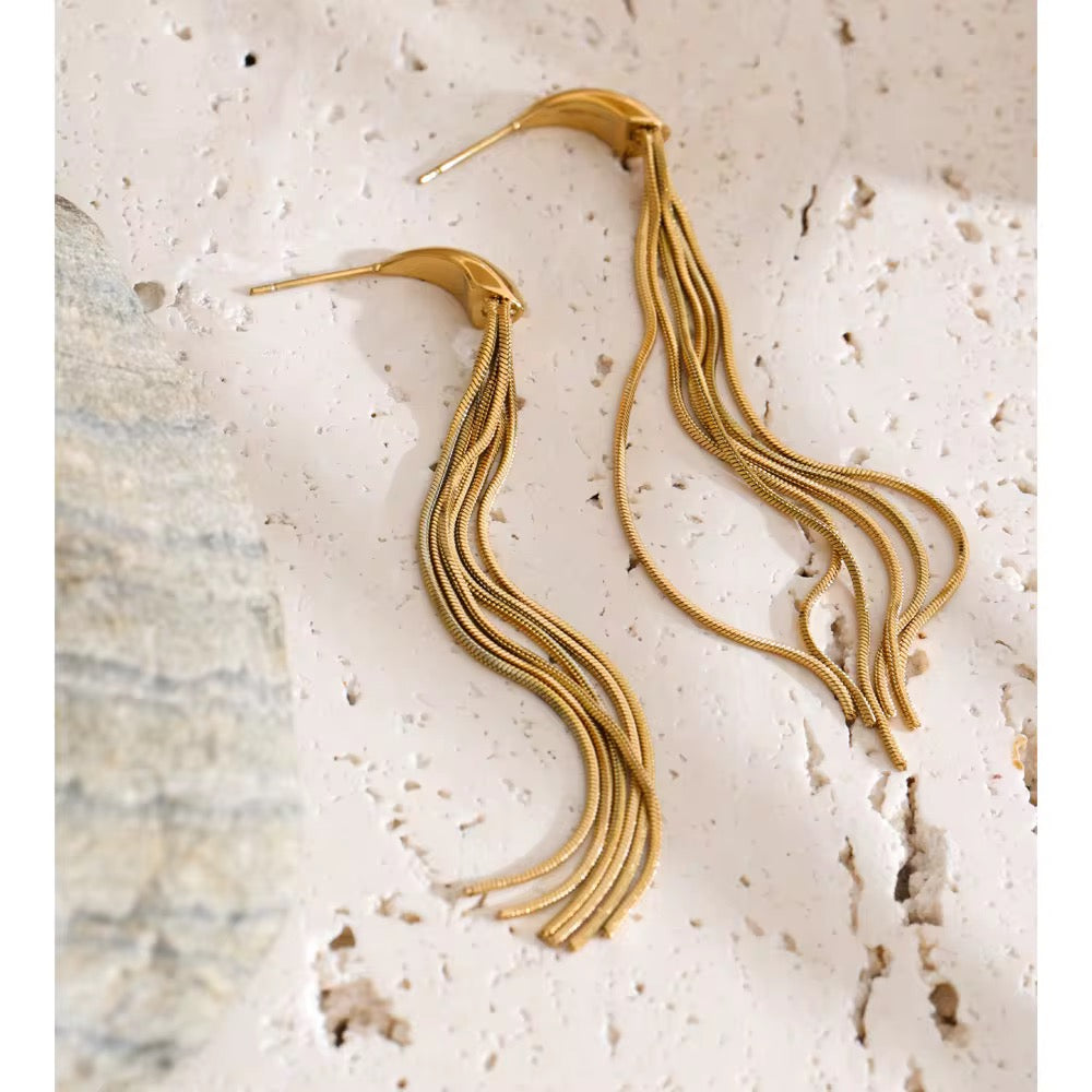 Golden Fringe Tassel Earrings
