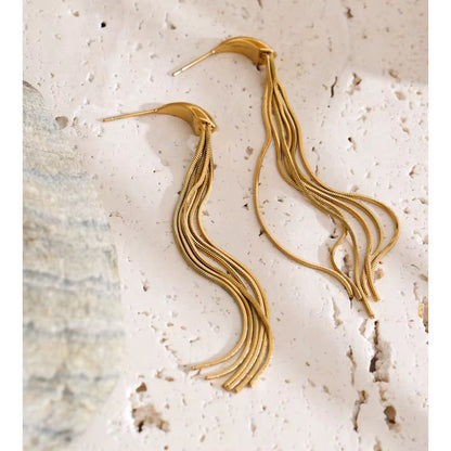 Golden Fringe Tassel Earrings