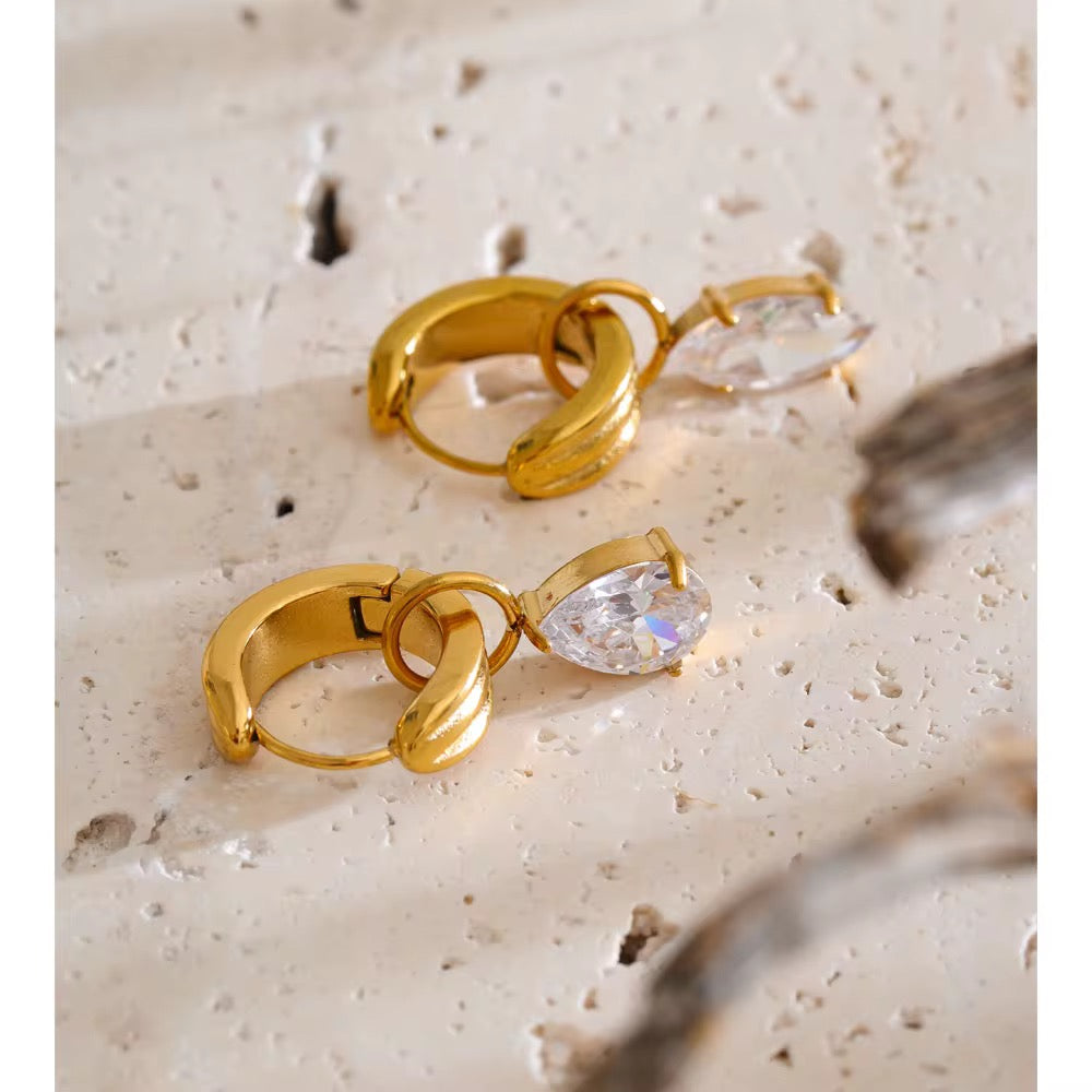 Celeste Crystal Drop Hoop Earrings