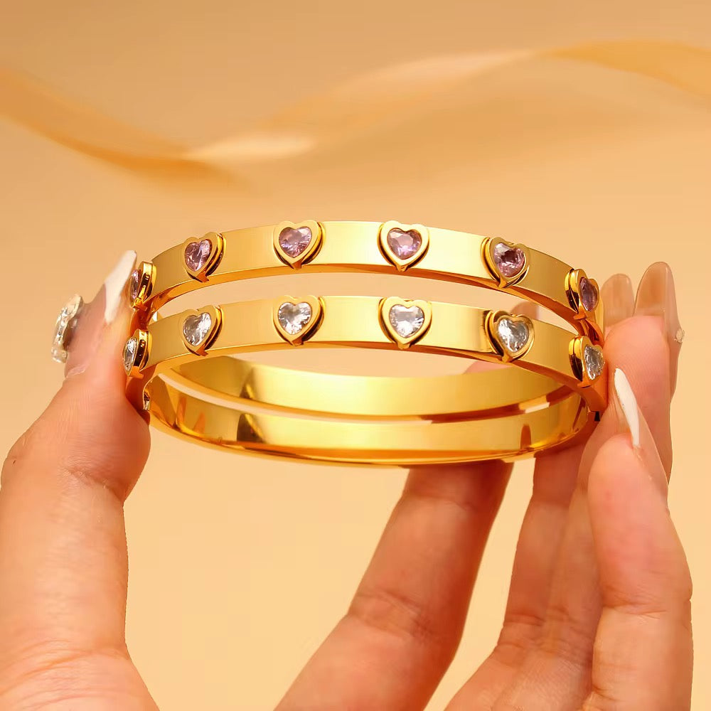 Heart Crystal Bangle Bracelet