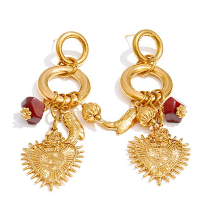 Sacred Heart Charm Statement Earrings