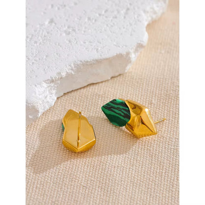 Malachite Stone Statement Earrings