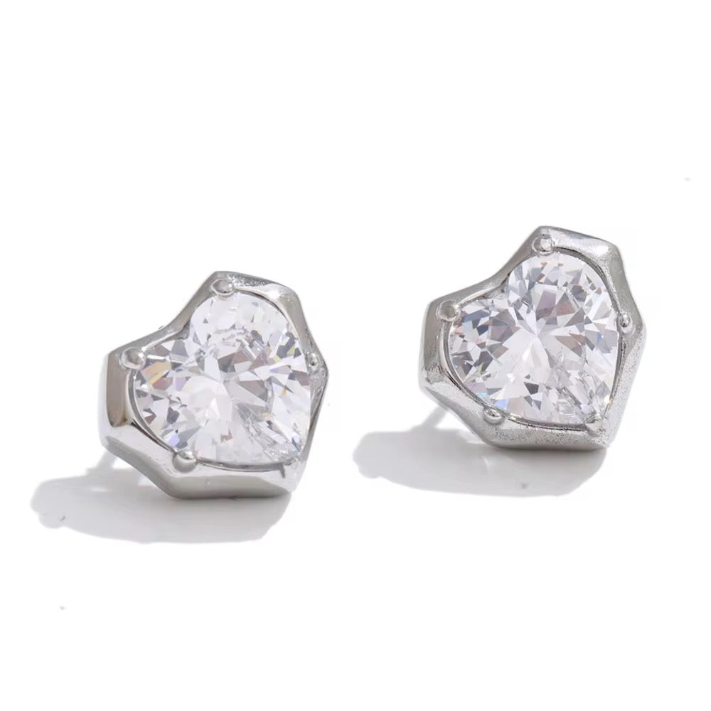 Amour Crystal Heart Studs