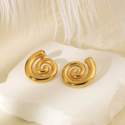 Gold Spiral Statement Earrings