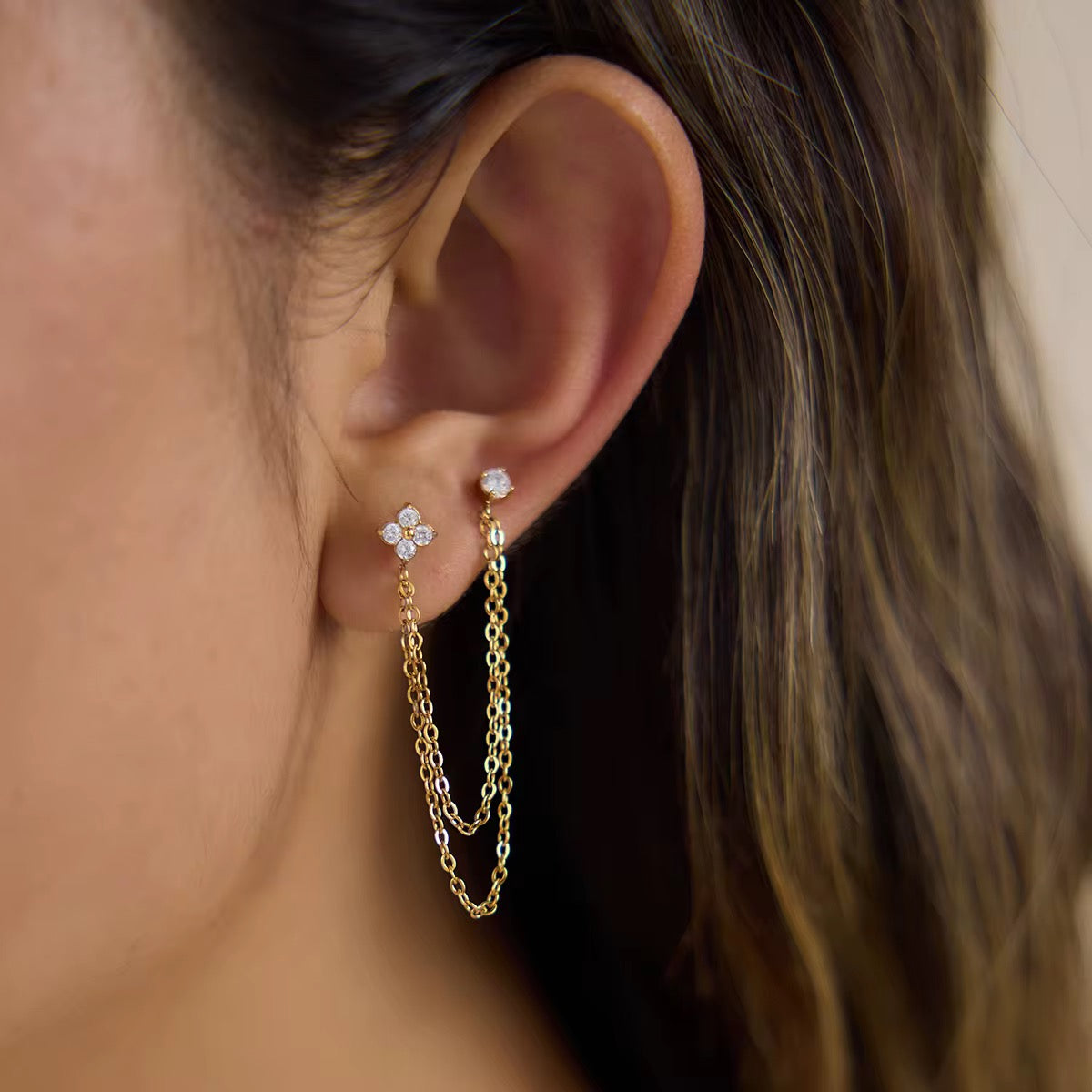Celeste Chain Stud Earrings