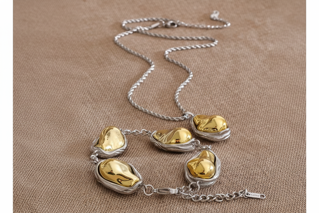 Dual-Tone Organic Jewelry Set