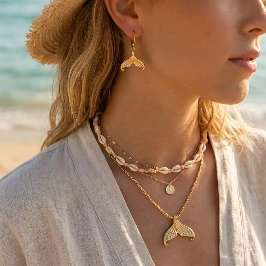 Mermaid Tail Necklace & Earring Set