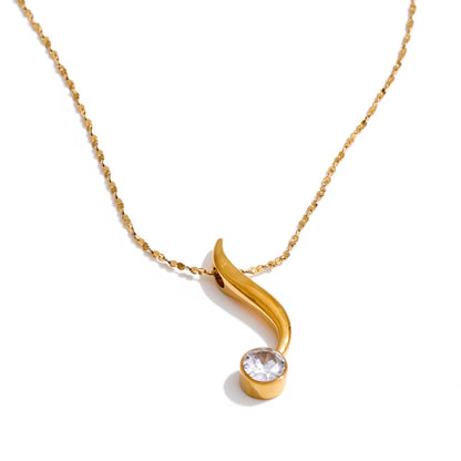 Golden Swirl Zircon Pendant Necklace