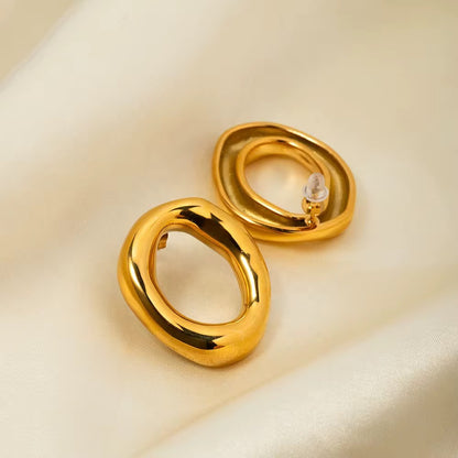 Organic Hollow Oval Earrings