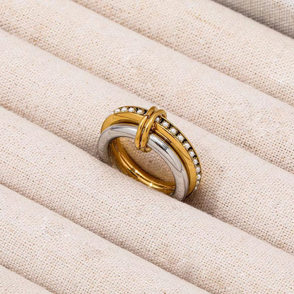 Luxury Two-Tone Zircon Statement Ring