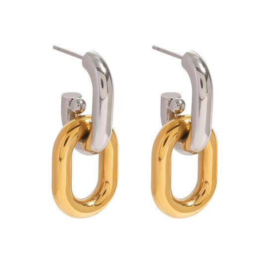 Two-Tone Chain Link Earrings