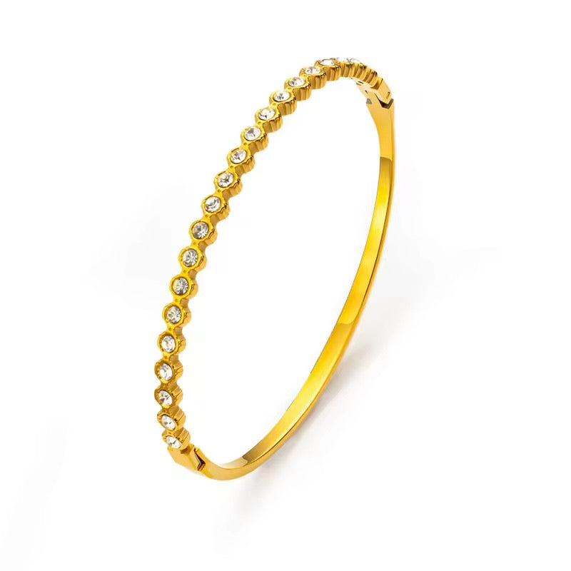 Gold Crystal Line Bangle