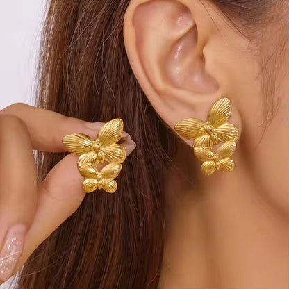 Golden Butterfly Statement Earrings