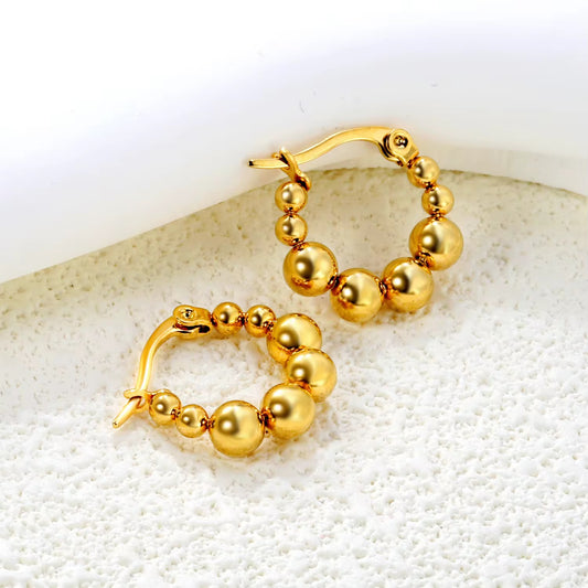 Golden Ball Hoop Earrings