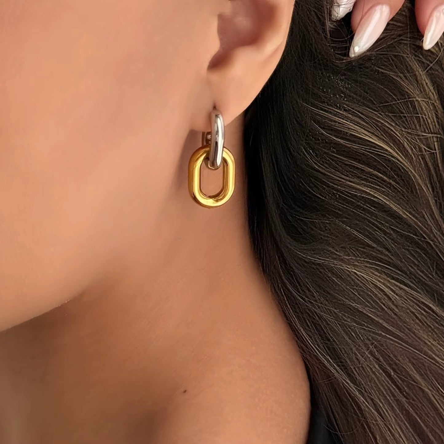 Two-Tone Chain Link Earrings
