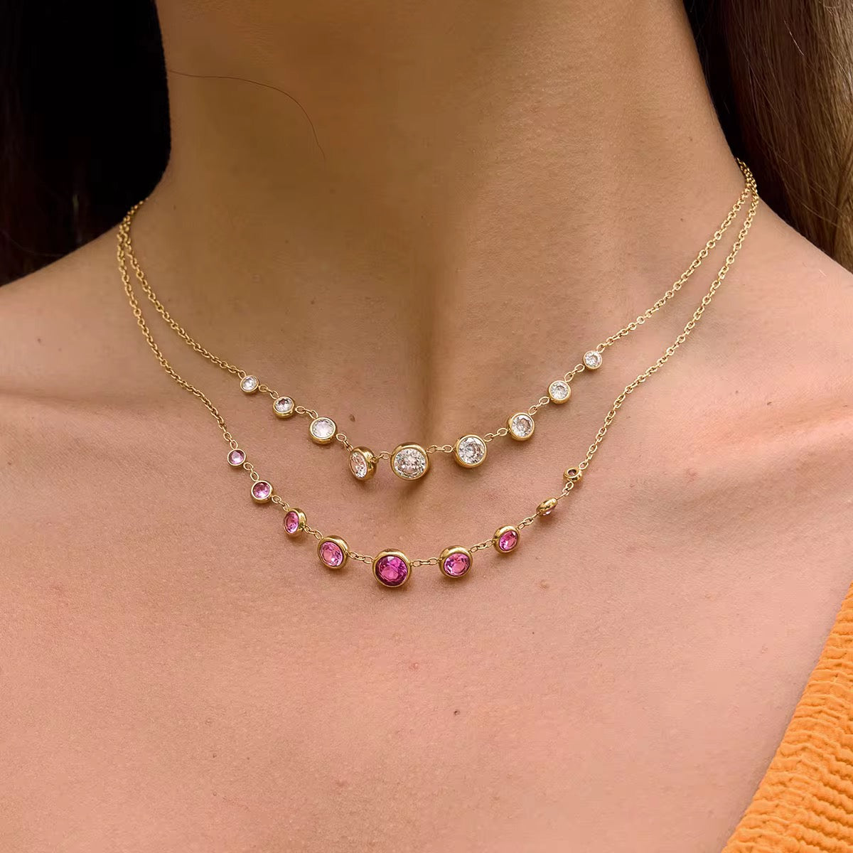 Blush Crystal Layered Necklace