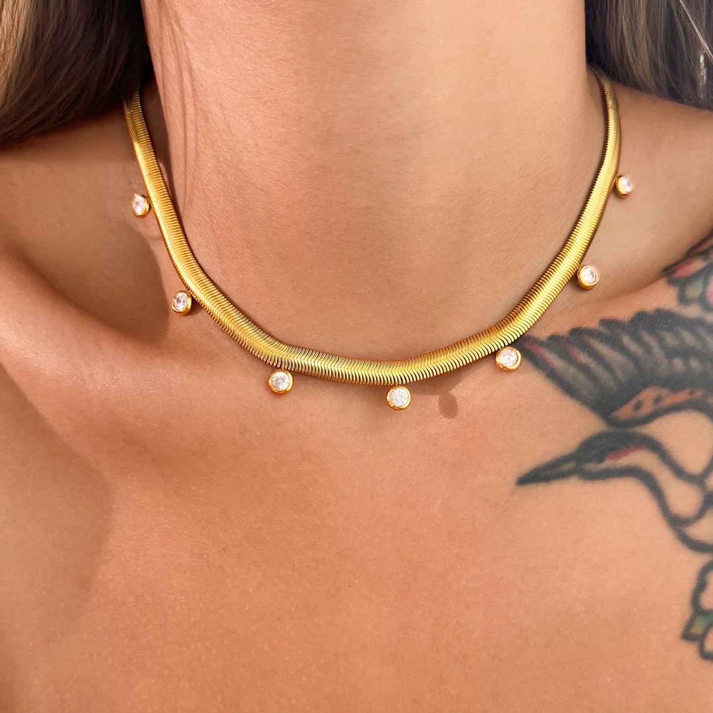 Dainty Drop Snake Chain Necklace