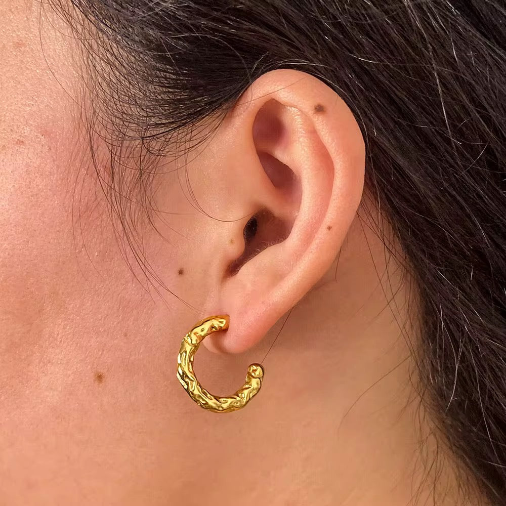 Organic Textured Hoop Earrings