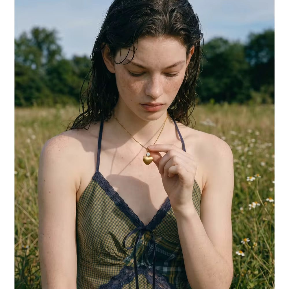 Golden Love Crystal Heart Necklace