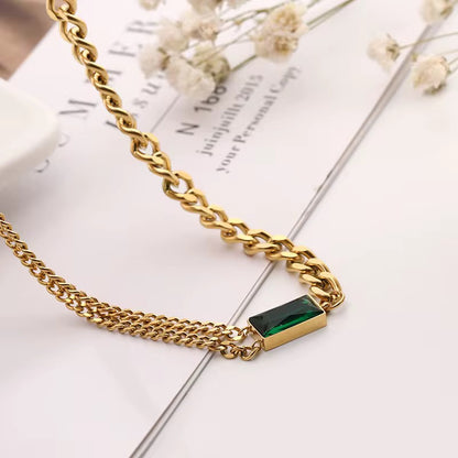 Luxe Green Stone Layered Necklace