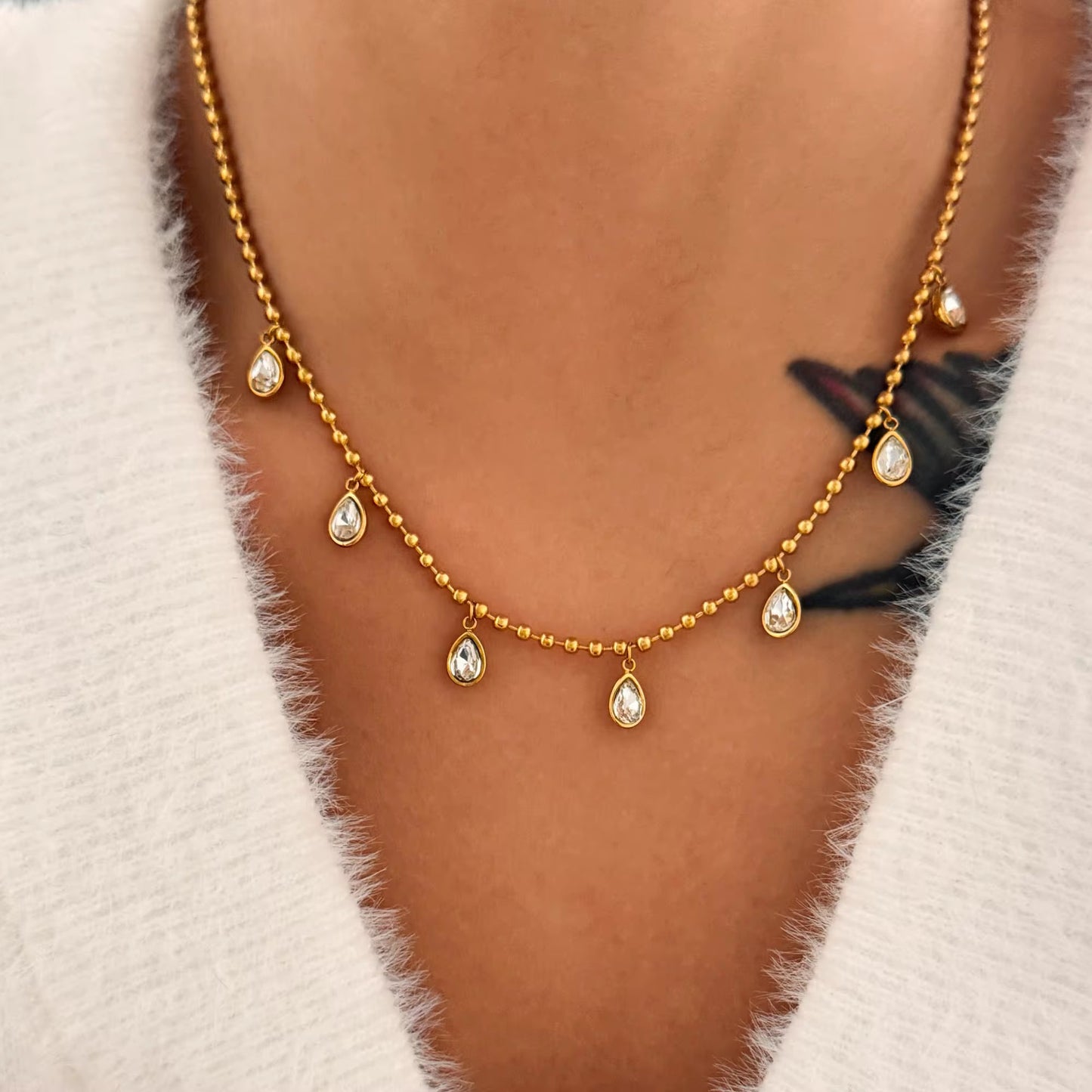 Golden Drop Charm Necklace