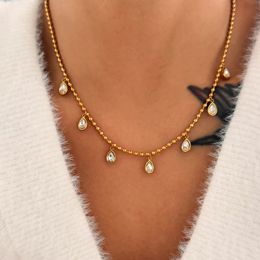 Golden Drop Charm Necklace