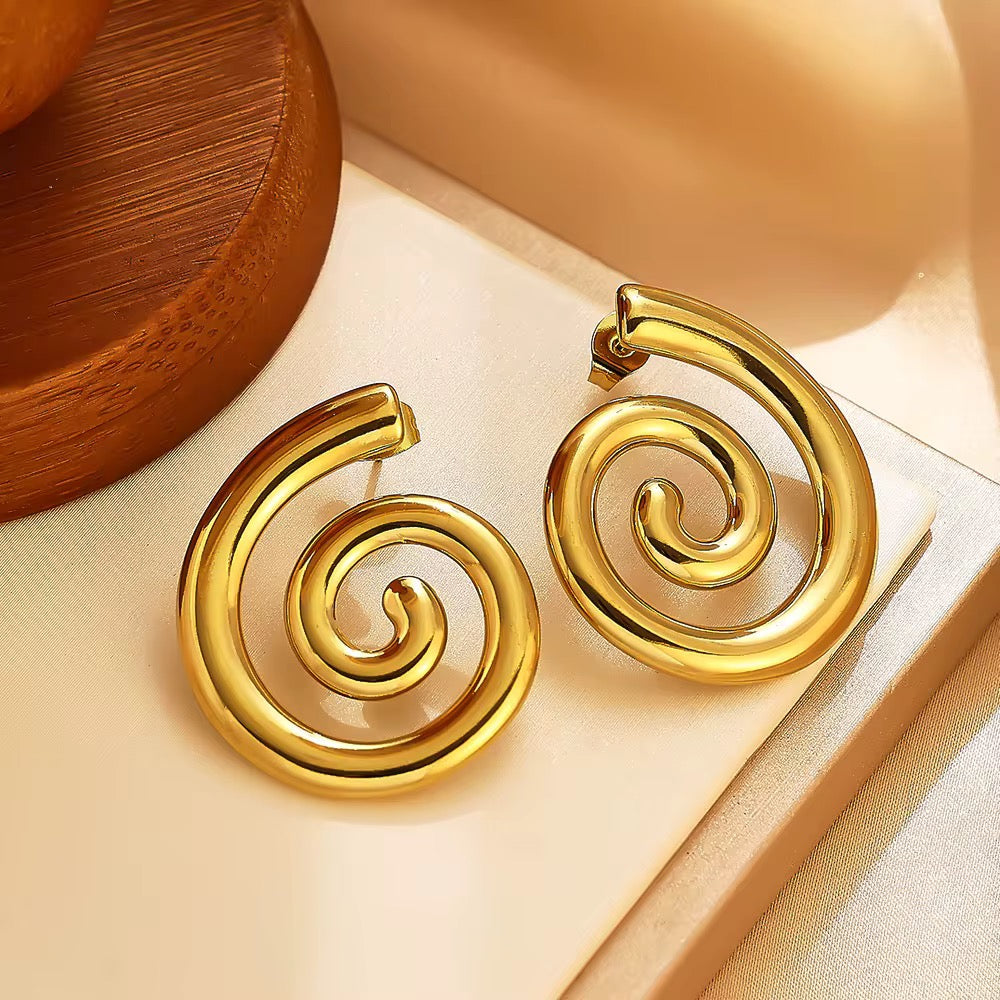 Gold Spiral Statement Earrings