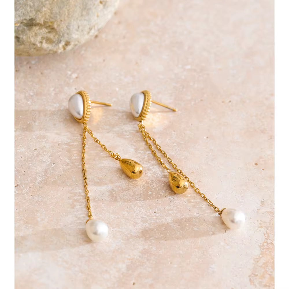 Amara Pearl Chain Drop Earrings